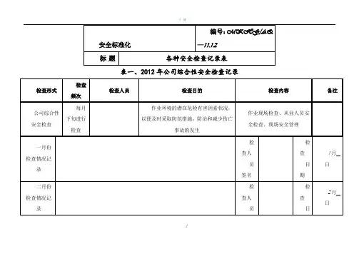 各种安全检查记录表(全面)