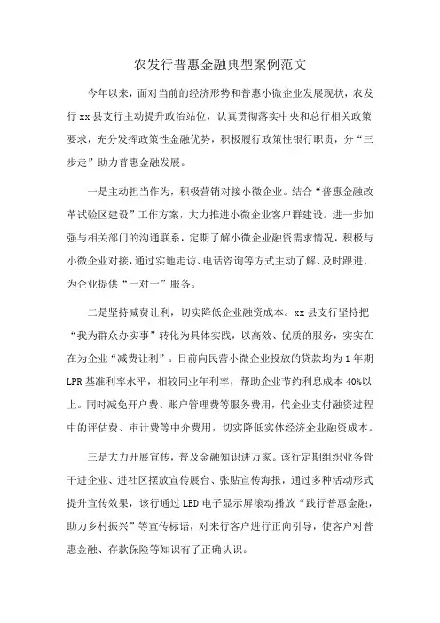 农发行普惠金融典型案例范文