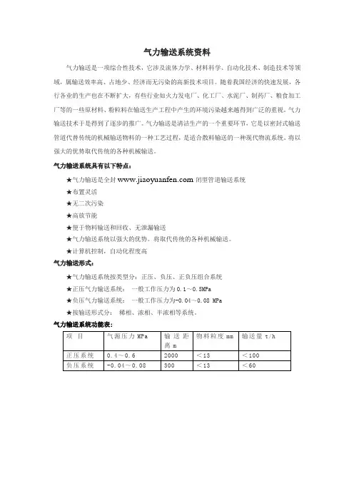 气力输送系统资料