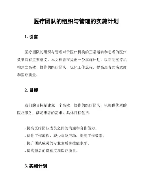 医疗团队的组织与管理的实施计划