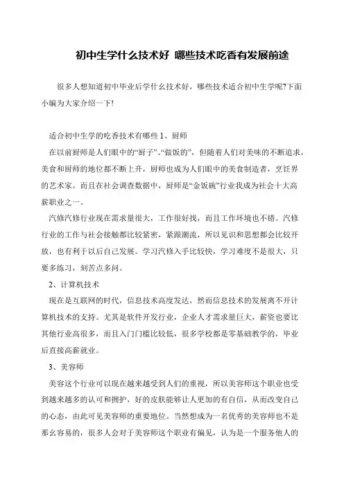 初中生学什么技术好 哪些技术吃香有发展前途