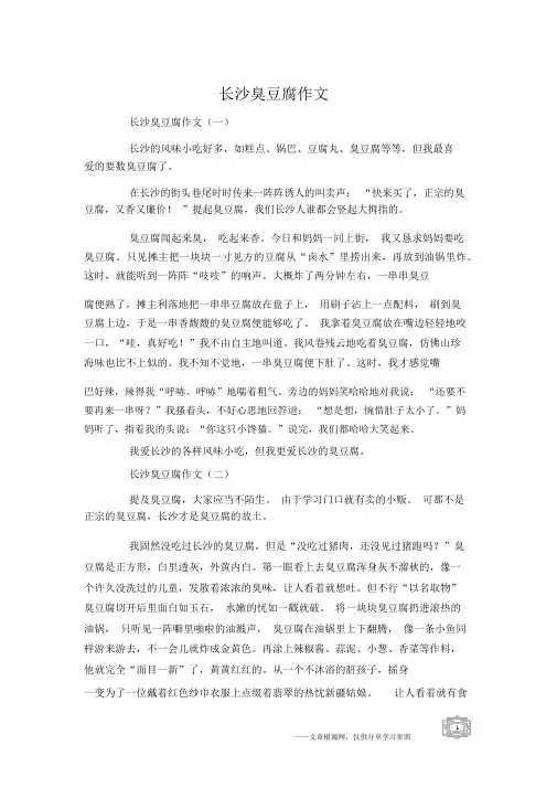 长沙臭豆腐作文