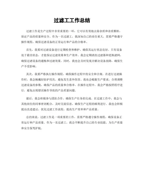 过滤工工作总结
