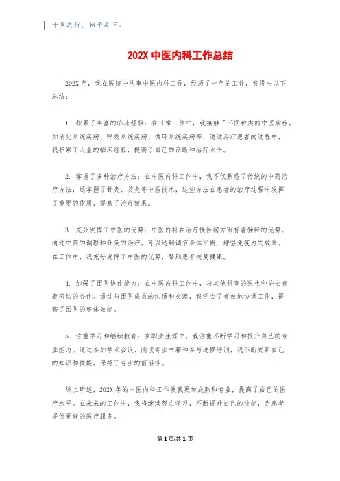 202X中医内科工作总结