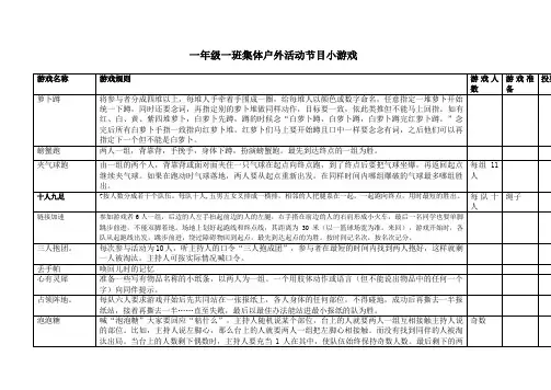 一年级一班集体户外活动节目小游戏