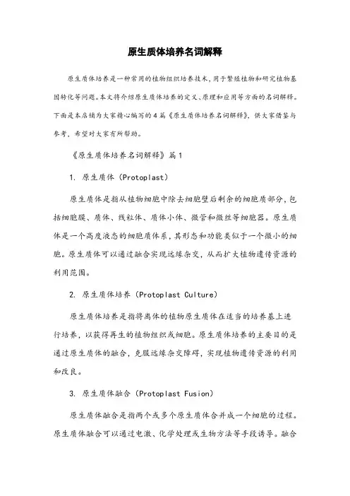 原生质体培养名词解释