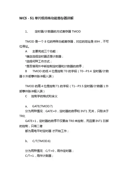 MCS－51单片机特殊功能寄存器详解