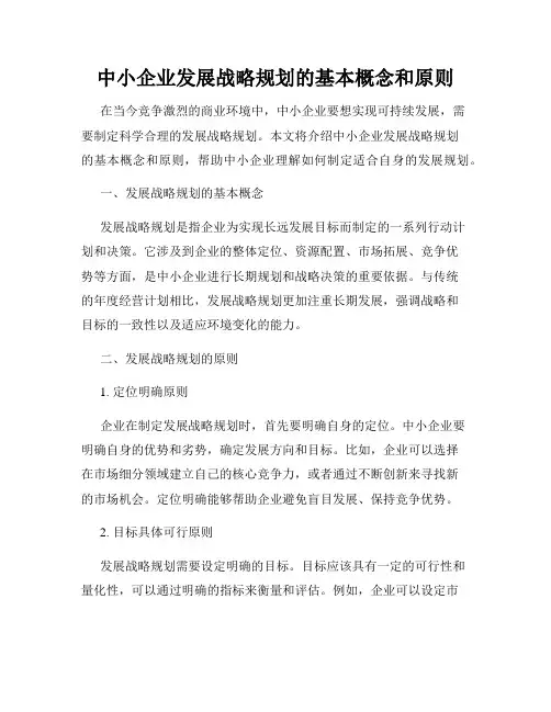 中小企业发展战略规划的基本概念和原则