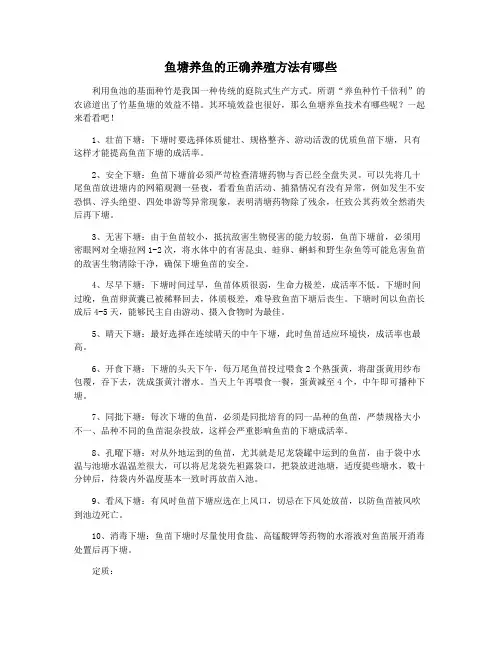 鱼塘养鱼的正确养殖方法有哪些