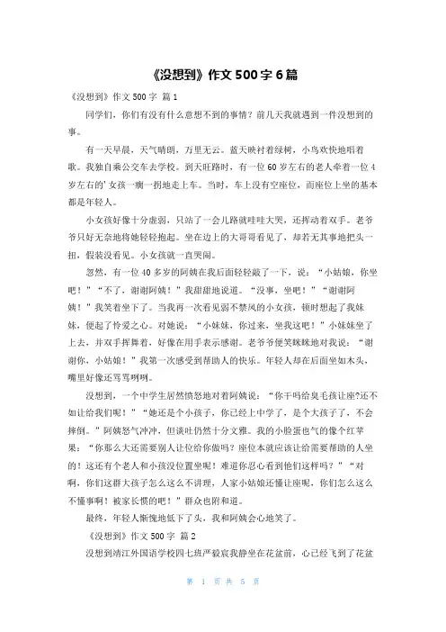 《没想到》作文500字6篇