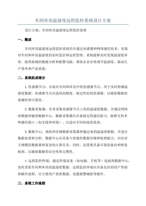 车间库房温湿度远程监控系统设计方案