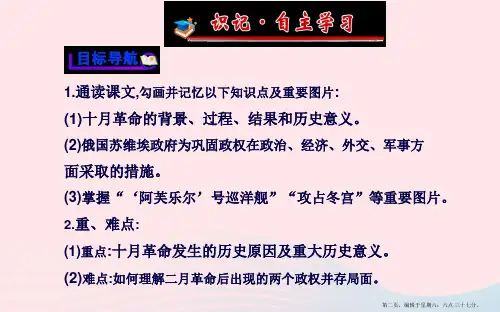 九年级历史下册第一单元苏联社会主义道路的探索第1课俄国十月革命习题课件新人教版