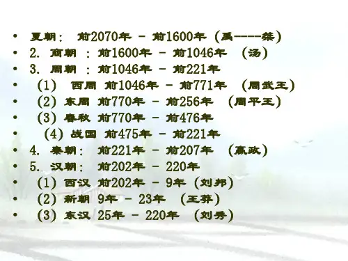 中国历史朝代更替表ppt课件