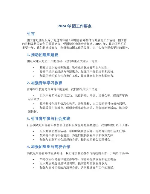 2024年 团工作要点