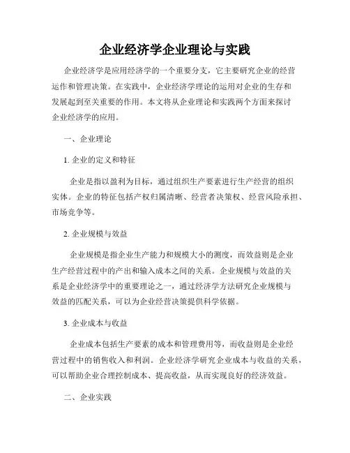 企业经济学企业理论与实践