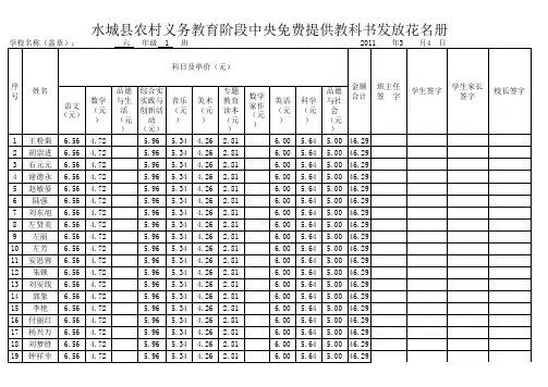 2011秋免费教科书发放花名册