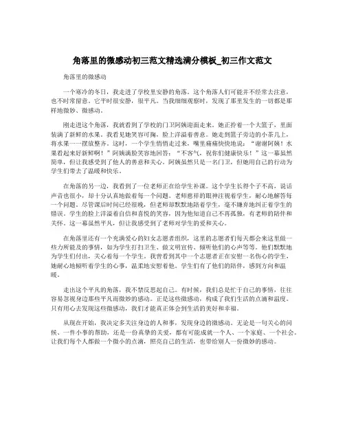 角落里的微感动初三范文精选满分模板_初三作文范文
