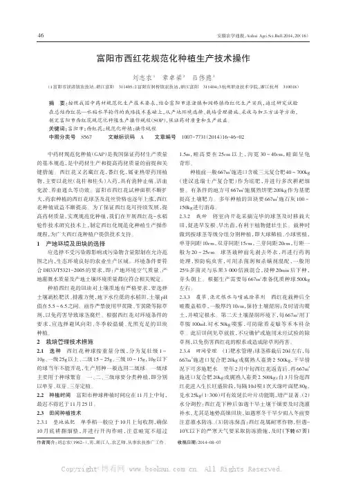 富阳市西红花规范化种植生产技术操作