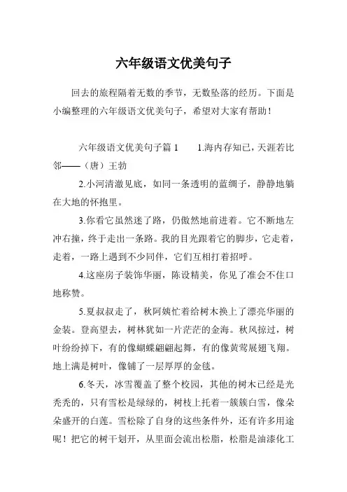 六年级语文优美句子