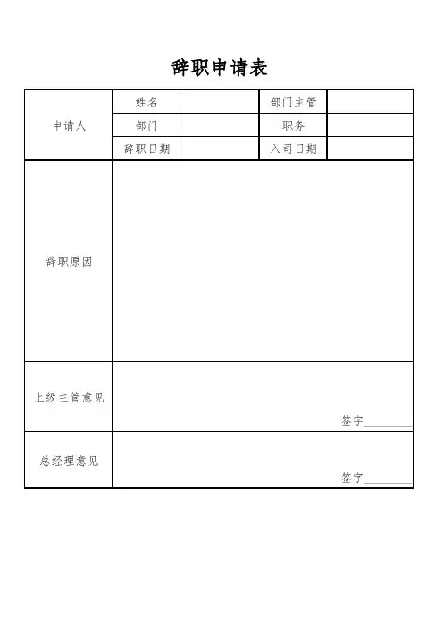 离职申请表-工作交接单