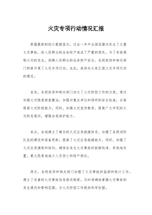 火灾专项行动情况汇报