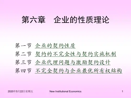 【管理制度】第六章企业的性质理论(新制度经济学-湖南大学,袁庆明)