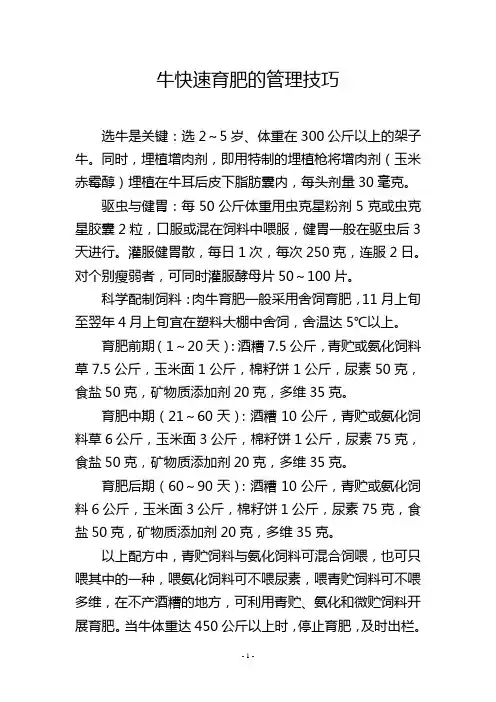 牛快速育肥的管理技巧
