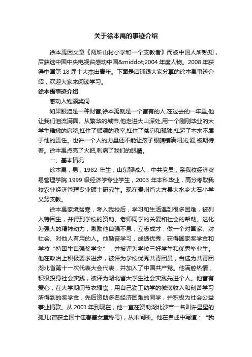 关于徐本禹的事迹介绍