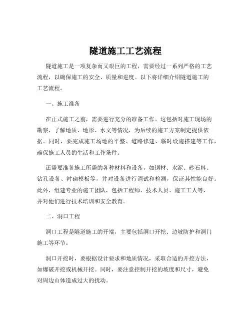隧道施工工艺流程
