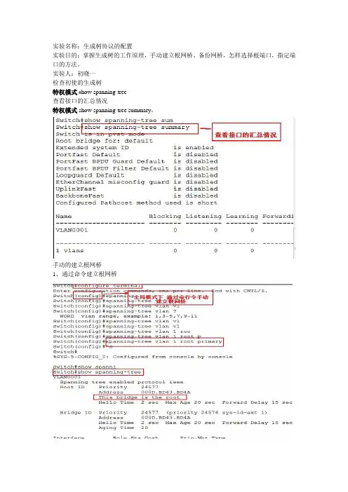 生成树协议的实验报告