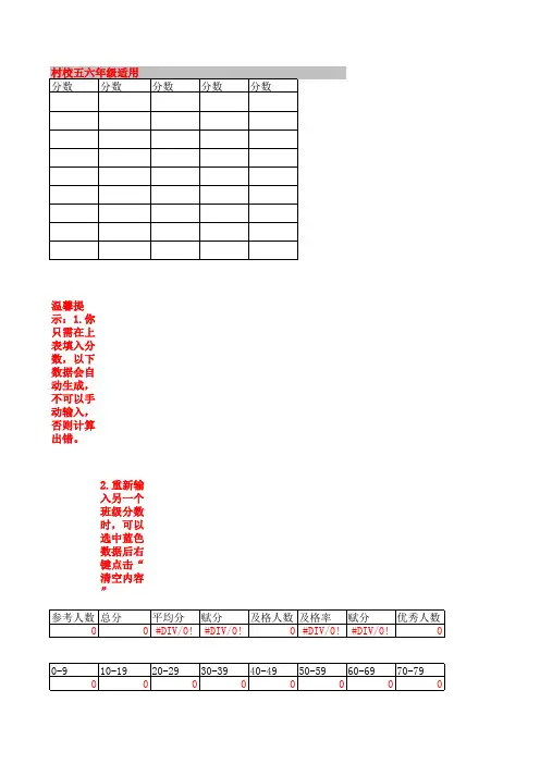 成绩统计表(带公式样表)