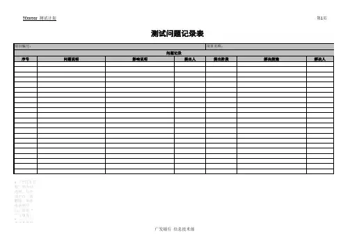 软件测试问题缺陷Bug记录表_模板