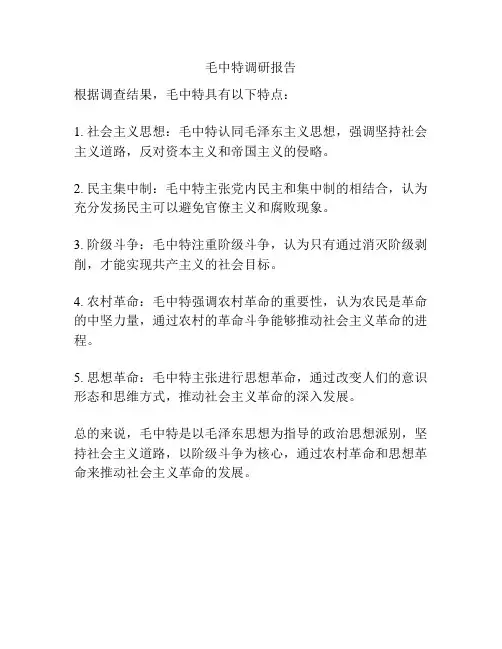 毛中特调研报告