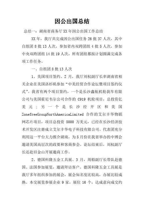 因公出国总结