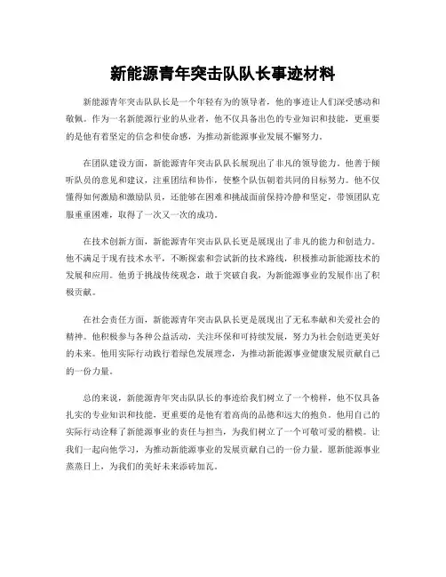 新能源青年突击队队长事迹材料