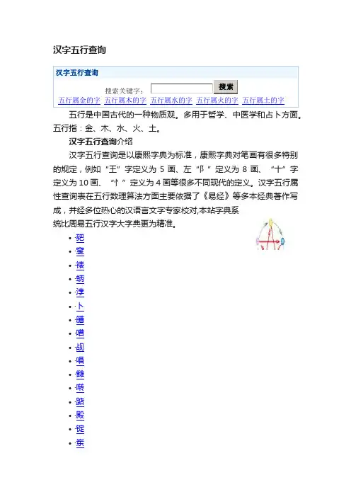 汉字五行查询