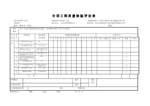 《公路(新版)资料表格(包含监理文件)   检验评定用表  标志标线