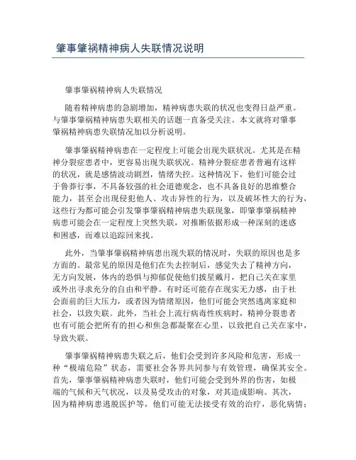 肇事肇祸精神病人失联情况说明