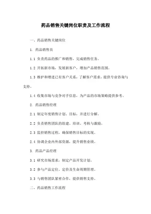 药品销售关键岗位职责及工作流程
