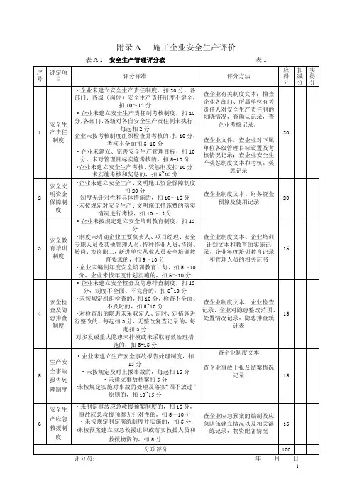 《施工企业安全生产评价标准》JGJT77-2010