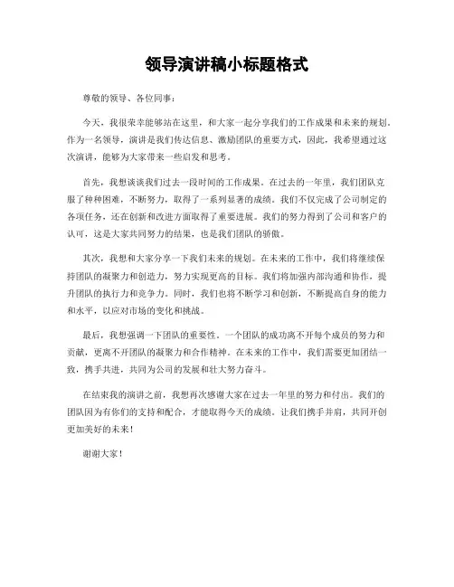 领导演讲稿小标题格式