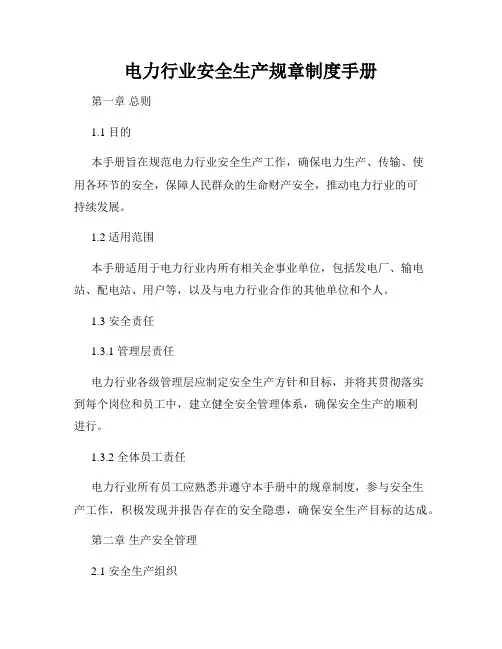 电力行业安全生产规章制度手册