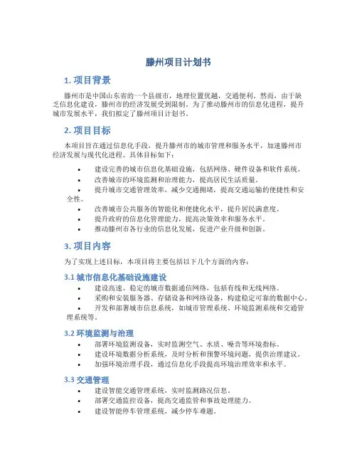 滕州项目计划书