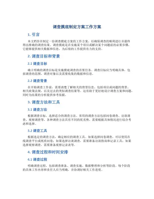 调查摸底制定方案工作方案