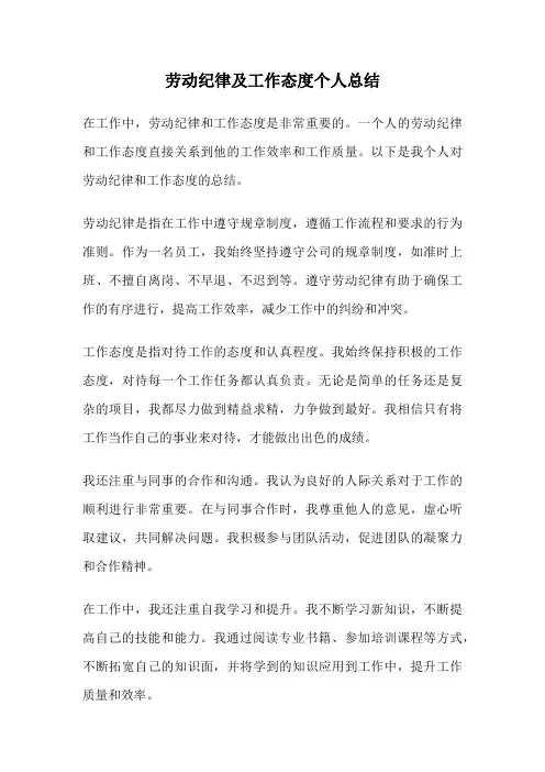 劳动纪律及工作态度个人总结