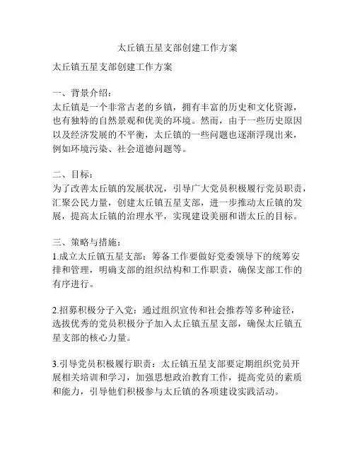 太丘镇五星支部创建工作方案