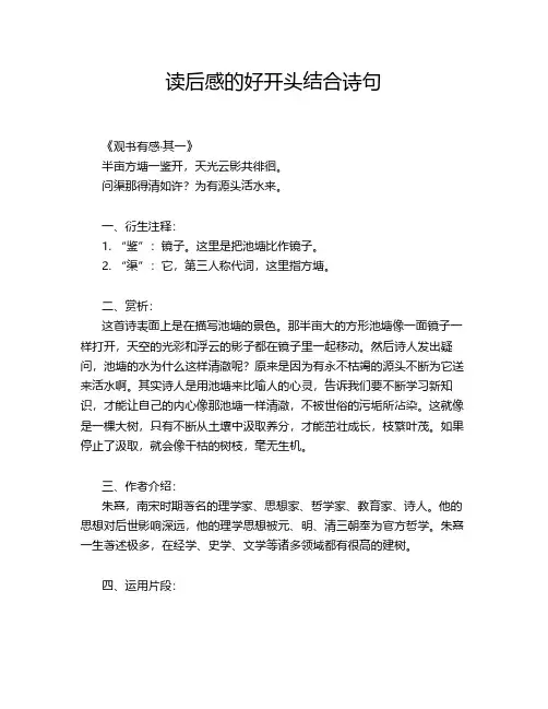 读后感的好开头结合诗句
