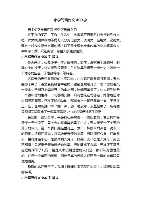关于小学写雪作文400字集合5篇