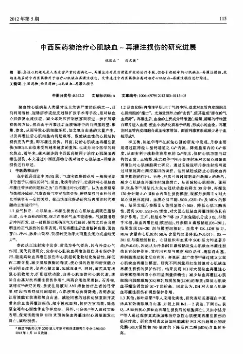中西医药物治疗心肌缺血-再灌注损伤的研究进展