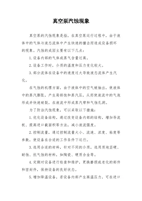 真空泵汽蚀现象